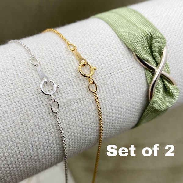 Set of 2 x Finished Necklace Chains with Clasp - 14kt Gold Filled - Dainty Cable Chain for Women - Wholesale