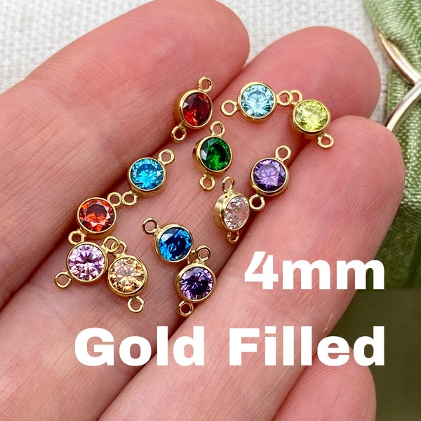 CONNECTEURS 4 mm pour pierres de naissance remplis d'or 14 carats - Vous avez le choix entre plusieurs couleurs - Lunette Cz AAA de qualité supérieure - Fourniture de bijoux permanents en vrac - Fabriqué aux États-Unis