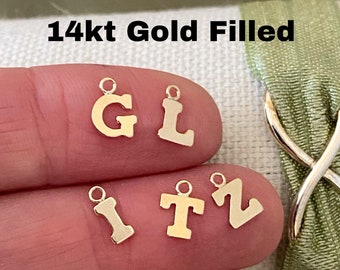 TINY 14kt Gold Filled Letter Charm for bracelet or Necklace - 5mm initials - Permanent Jewelry Supplies - Wholesale Bulk Charms