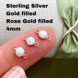 Set of 5 x Opal 14kt Gold Filled, Rose Gold Filled or Sterling Silver Synthetic Opal CONNECTORS 4mm - Bulk Permanent Jewelry Supply