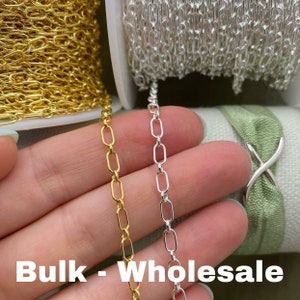 The Big One 14kt Gold Filled or Sterling Silver 3.2 mm Chunky Long & Short Chain by the Foot - Bold Thick Permanent Jewelry Chain - USA made