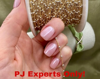 Smaller Mixed Metal 2mm bead Chain - Chain by the Foot - 14kt Gold Filled & Sterling Silver - Permanent Jewelry - 26 Gauge EXPERT ONLY - C20