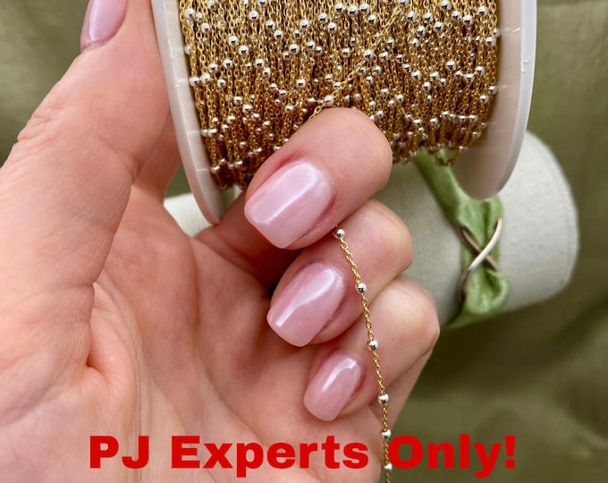 Smaller Mixed Metal 2mm bead Chain - Chain by the Foot - 14kt Gold Filled & Sterling Silver - Permanent Jewelry - 26 Gauge EXPERT ONLY - C20