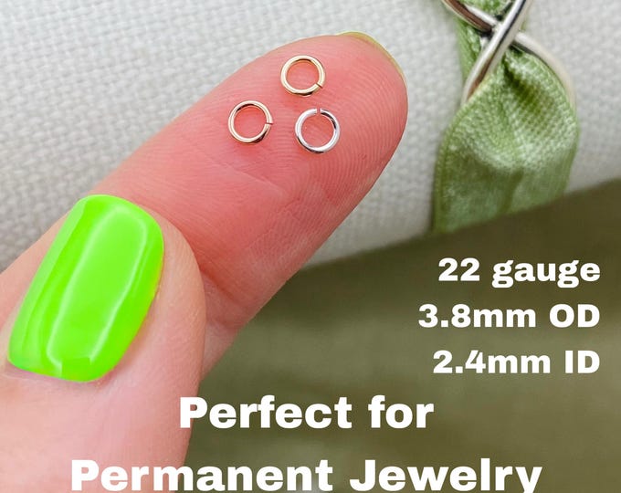 Set of 50 x Jumprings 22ga 3.8mm Open - Sterling Silver or 14kt Gold-Filled or Rose For Permanent Jewelry Chain - Wholesale Supply USA J7