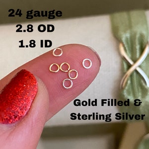 Set of 50 x 24 gauge 2.8mm Very Thin Open Jumpring - Sterling Silver or 14kt Gold-Filled - Wholesale Permanent Jewelry Supply - USA J4