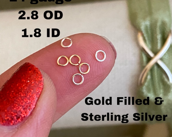 Set of 50 x 24 gauge 2.8mm Very Thin Open Jumpring - Sterling Silver or 14kt Gold-Filled - Wholesale Permanent Jewelry Supply - USA J4
