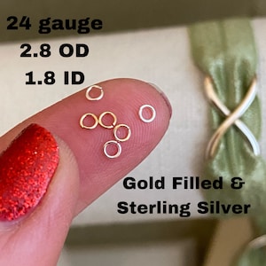 Set of 50 x 24 gauge 2.8mm Very Thin Open Jumpring - Sterling Silver or 14kt Gold-Filled - Wholesale Permanent Jewelry Supply - USA J4