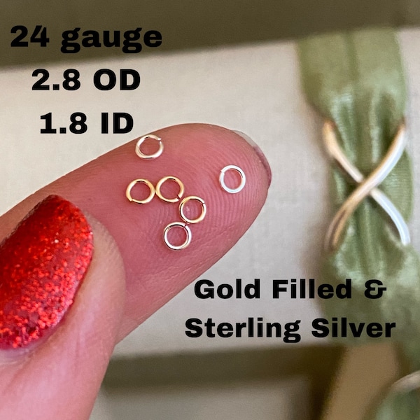 Set of 50 x 24 gauge 2.8mm Very Thin Open Jumpring - Sterling Silver or 14kt Gold-Filled - Wholesale Permanent Jewelry Supply - USA made