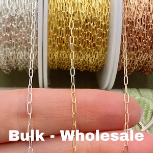 Little Paperclip Sterling Silver, 14kt Gold Filled, Rose Gold Filled Paperclip chain 1.7x4.7mm - Elongated Flat Oval Permanent Jewelry C9