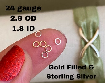 Set of 50 x 24 gauge 2.8mm Very Thin Open Jumpring - Sterling Silver or 14kt Gold-Filled - Wholesale Permanent Jewelry Supply - USA J4