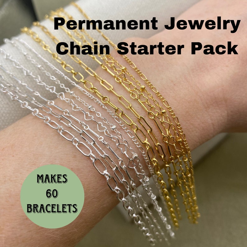 Permanent Jewelry Chain Starter Pack The FAVORITES Kit 12 Chains for Welding 925 Sterling Silver, 14kt Gold Filled Bulk Jewelry Supply zdjęcie 10