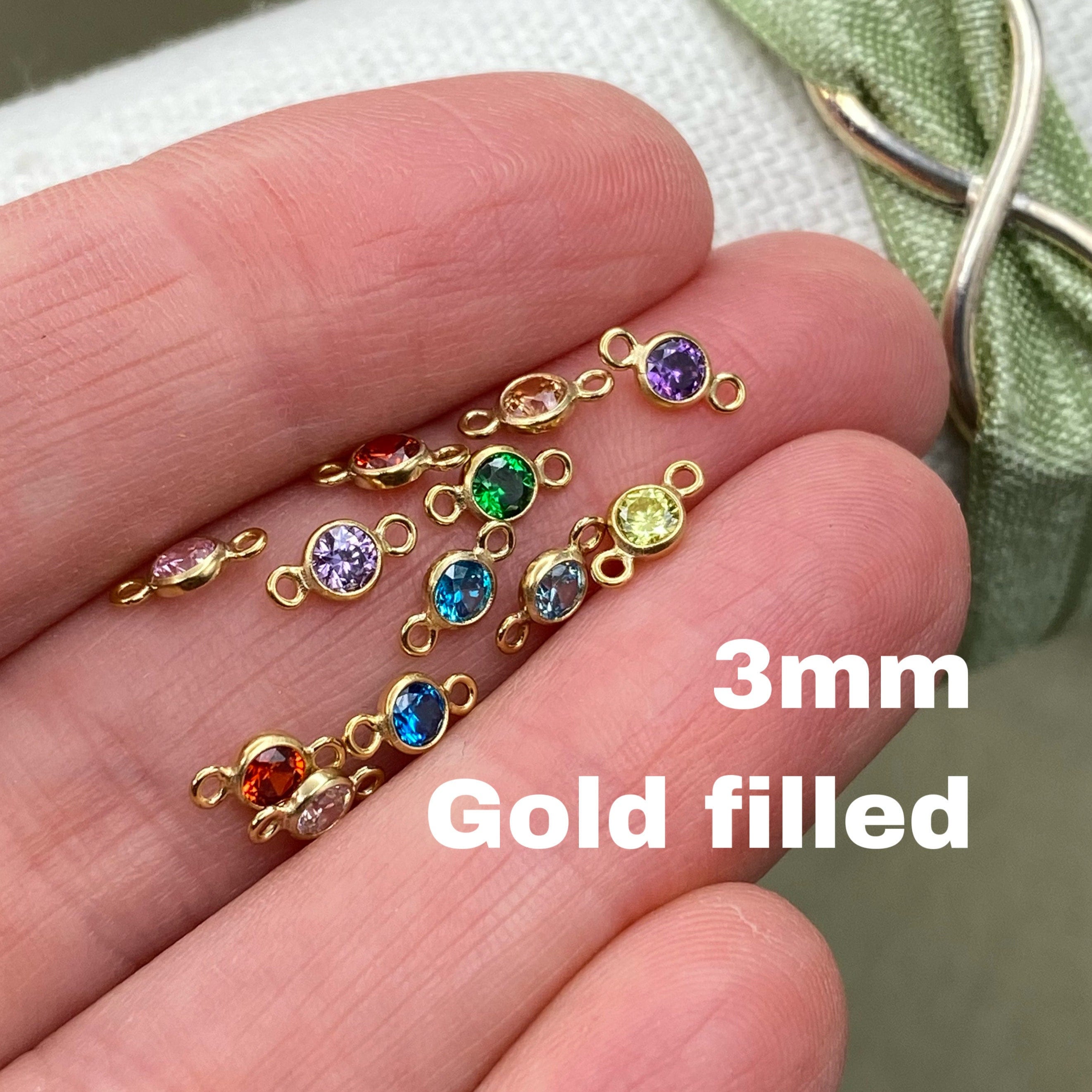 14K Gold Filled Birthstone Connectors, Top Quality CZ 3 mm Bezel Links – A  Girls Gems