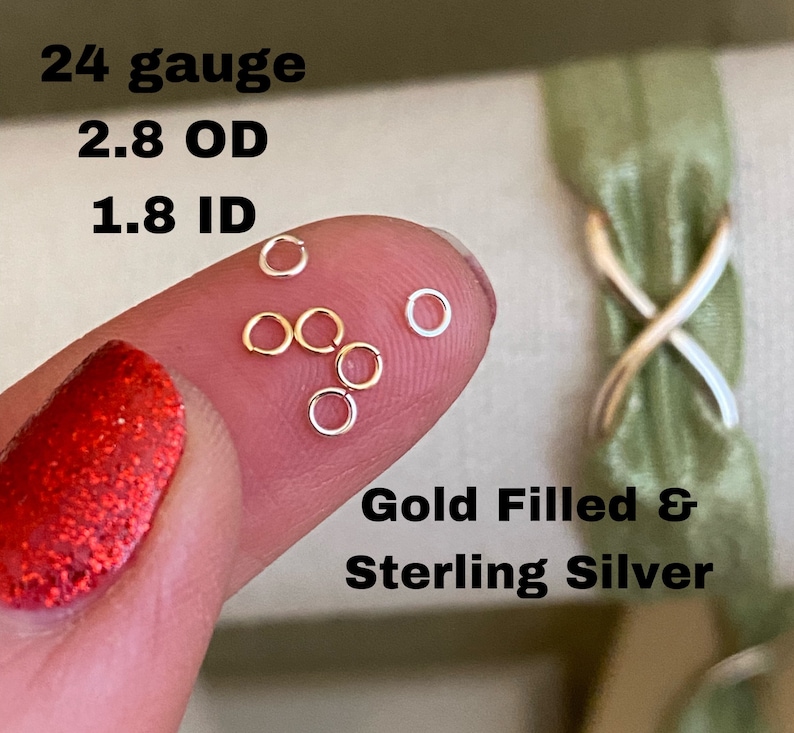 Set of 50 x 24 gauge 2.8mm Very Thin Open Jumpring Sterling Silver or 14kt Gold-Filled Wholesale Permanent Jewelry Supply USA made image 1