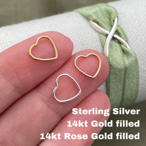 Set of 5 x Heart Connectors for Permanent Jewelry - 14kt Gold Filled or 925 Sterling Silver - 10mm wire heart - Jewelry Supplies - USA made