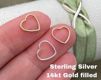 Set of 5 x Heart Connectors for Permanent Jewelry - 14kt Gold Filled or 925 Sterling Silver - 10mm wire heart - Jewelry Supplies - USA made