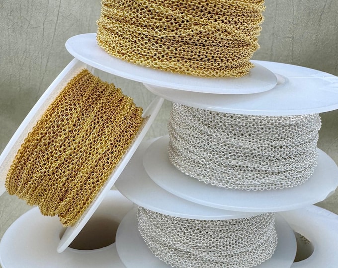 Cable Chain 1.5mm - Chain by the Foot - 14kt Gold Filled or Sterling Silver Round - Great for Necklaces - Permanent Jewelry - USA C14