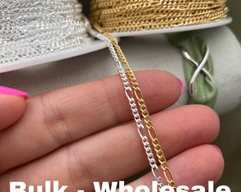 Bigger Figaro 2.2mm Sterling Silver or Gold Filled Figaro Chain 5 + 1 Diamond Cut - Mid Fig - Wholesale Chain Permanent Jewelry - USA made