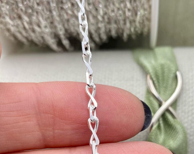 Infinity Sterling Silver 2.5mm Curb Chain - Chain by the Foot - Diamond Cut Bold Chunky Chain - Chain for Permanent Jewelry - C2