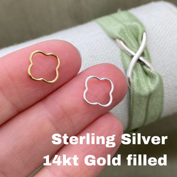 Set of 2 x Flower Connectors Clover Connectors for Permanent Jewelry - 14kt Gold Filled or 925 Sterling Silver - Jewelry Supplies - USA made