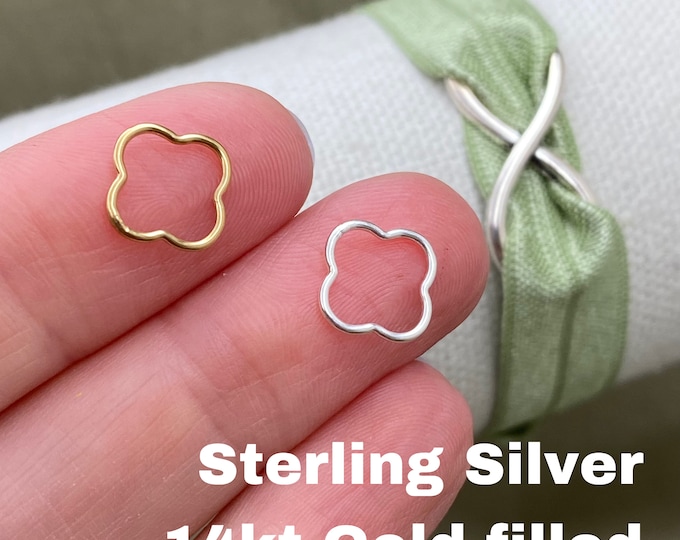 Set of 2 x Flower Connectors Clover Connectors for Permanent Jewelry - 14kt Gold Filled or 925 Sterling Silver Jewelry Supplies USA made F11