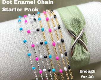 Permanent Jewelry Enamel Chain Starter Pack - The Dot Kit - 8 Chains, 24 feet - 925 Sterling Silver, 14kt Gold Filled Jewelry Supply S6