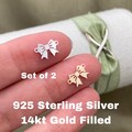 Set of 2 x 14Kt Gold Filled or Sterling Silver Bow Connectors - Cute Girly Bow Link for Bracelet or Necklace - Permanent Jewelry Supply L2