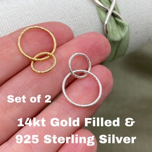 Set of 2 x Interlocking Rings Connector for Jewelry Necklace - 15mm x 10mm 14kt Gold Filled or 925 Sterling Silver - Jewelry Supplies USA F8