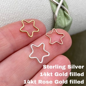 Set of 5 x Star Connectors for Permanent Jewelry - 14kt Gold Filled or 925 Sterling Silver - 10mm Wire Star - Jewelry Supplies - USA made
