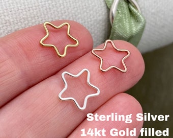 Set of 5 x Star Connectors for Permanent Jewelry - 14kt Gold Filled or 925 Sterling Silver - 10mm Wire Star - Jewelry Supplies - USA made