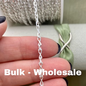 Infinity Sterling Silver 2.5mm Curb Chain - Diamond Cut Chain by the Foot - Bold Chunky - Wholesale Bulk Chain for Permanent Jewelry