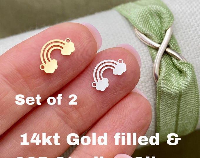 Rainbow Connectors - 2 Pack - Permanent Jewelry Connectors - 14kt Gold Filled & Sterling Silver Rainbow Links for Bracelets - L54 USA Made