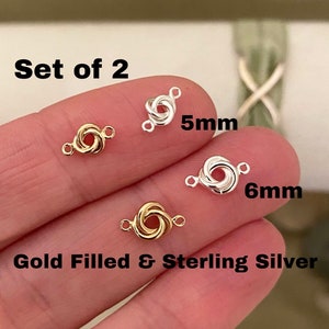 Set of 2 x 14Kt Gold Filled or Sterling Silver Love Knot Connectors - Trinity Link for Bracelet or Necklace - Permanent Jewelry Supply