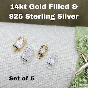 Rectangle Baguette Connectors 5mm & 6mm - 5 Pack - B42 B43 - Permanent Jewelry Supplies