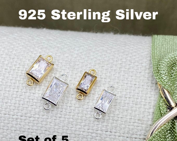 Rectangle Baguette Connectors 5mm & 6mm - 5 Pack - B42 B43 - Permanent Jewelry Supplies