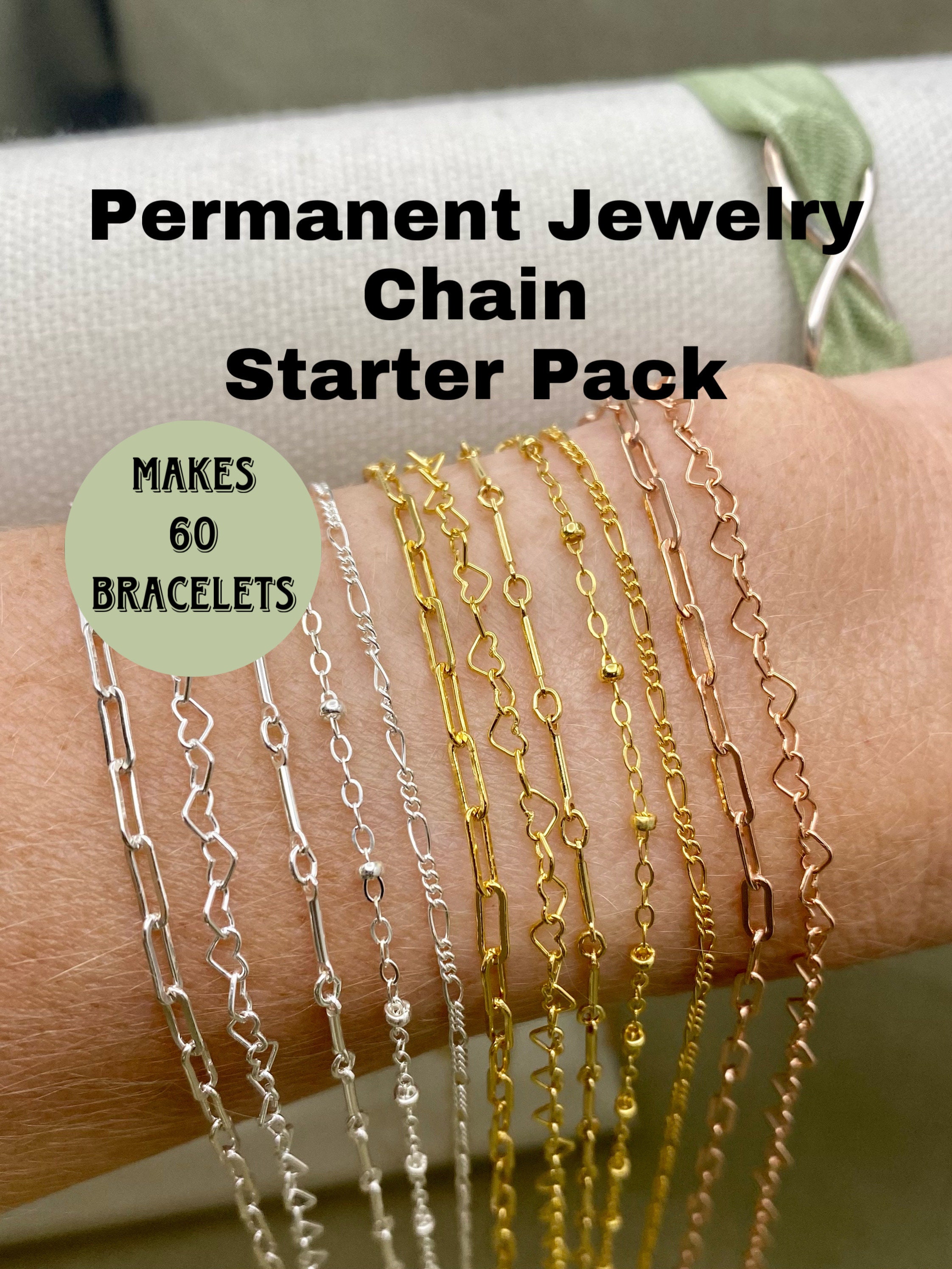 Permanent Jewelry Starter Kit-Sterling Silver Chains Starter  Package-Permanent Jewelry Chains by the foot-Jewelry … in 2023