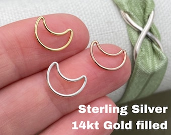 Set of 5 x Moon Connectors for Permanent Jewelry - 14kt Gold Filled or 925 Sterling Silver - 10mm Wire Moon - Jewelry Supplies - USA made