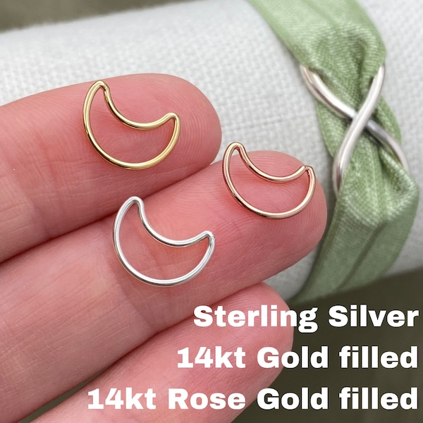 Set of 5 x Moon Connectors for Permanent Jewelry - 14kt Gold Filled or 925 Sterling Silver - 10mm Wire Moon - Jewelry Supplies - USA made