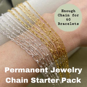 Kit de inicio de cadenas de joyería permanentes - FAVORITOS - 12 cadenas para soldar en plata de ley 925, chapada en oro de 14 kt - Suministro de joyería S2