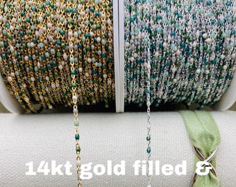 Glacier Premium Enamel Colors - Chain by the Foot - 14kt Gold Filled or Sterling Silver Enamel Chain - Permanent Jewelry Dot Enamel E24