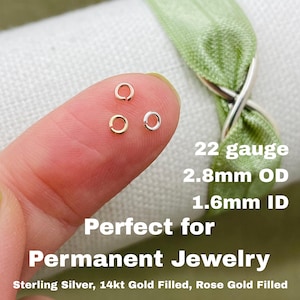 Set of 50 x Tiny Jumpring 22ga 2.8mm Open - Sterling Silver or 14kt Gold-Filled or Rose - For Permanent Jewelry Wholesale Jewelry - USA J5