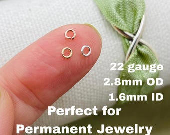 Set of 50 x Tiny Jumpring 22ga 2.8mm Open - Sterling Silver or 14kt Gold-Filled or Rose - For Permanent Jewelry Wholesale Jewelry - USA J5