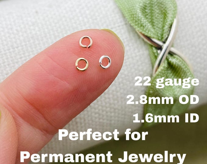 Set of 50 x Tiny Jumpring 22ga 2.8mm Open - Sterling Silver or 14kt Gold-Filled or Rose - For Permanent Jewelry Wholesale Jewelry - USA J5