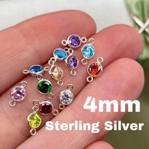 4mm Sterling Silver Birthstone CONNECTOR - You Choose Mix & Match - Top Quality AAA Cz Bezel - Wholesale Permanent Jewelry Supply - USA B2
