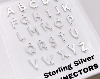 Vertical Letter CONNECTORS - 6mm Sterling Silver Alphabet Initial Links - Sideways Necklace Letter - Permanent Jewelry Supplies L37