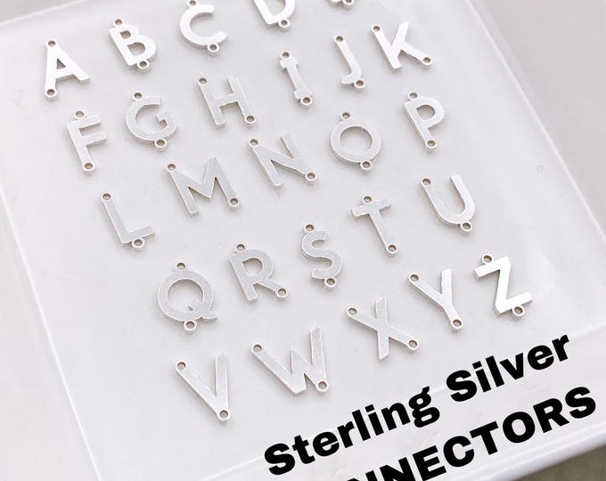 Vertical Letter CONNECTORS - 6mm Sterling Silver Alphabet Initial Links - Sideways Necklace Letter - Permanent Jewelry Supplies L37