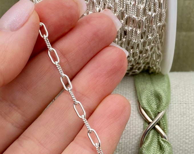 Smooth & Twist Paperclip Chain 3.15mm - Chain by the Foot - 14kt Gold Filled or Sterling Silver Chain - USA Made - C43