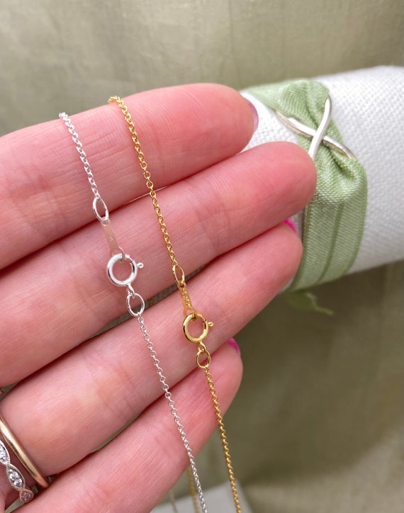 Set of 2 x Finished Necklace Chains with Clasp - 14kt Gold Filled or 925 Sterling Silver - Dainty Cable Chain for Women - Wholesale