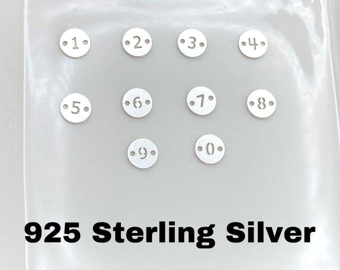 Number Connector - 6mm 925 Sterling Silver Number Connector for Bracelet - Number Charm Disk Link - Permanent Jewelry Supplies Wholesale L36