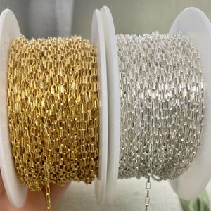 Elongated Oval Rolo Chain by the Foot - Sterling Silver or Gold Filled  1.3x3mm - Permanent Jewelry - USA C11