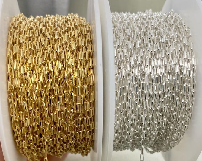 Elongated Oval Rolo Chain by the Foot - Sterling Silver or Gold Filled  1.3x3mm - Permanent Jewelry - USA C11